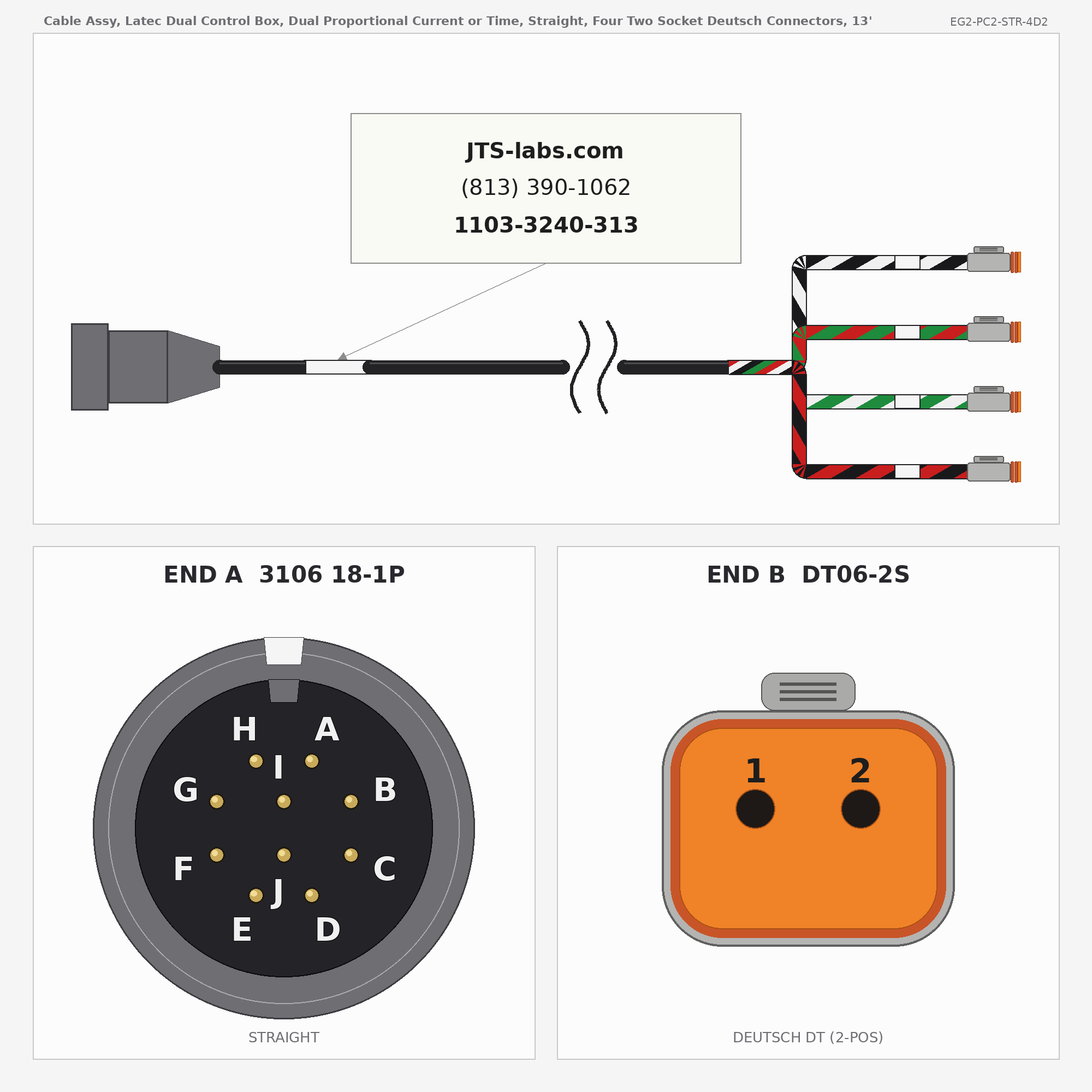 Line drawing of EG2-PC2-STR-4D2 cable assembly