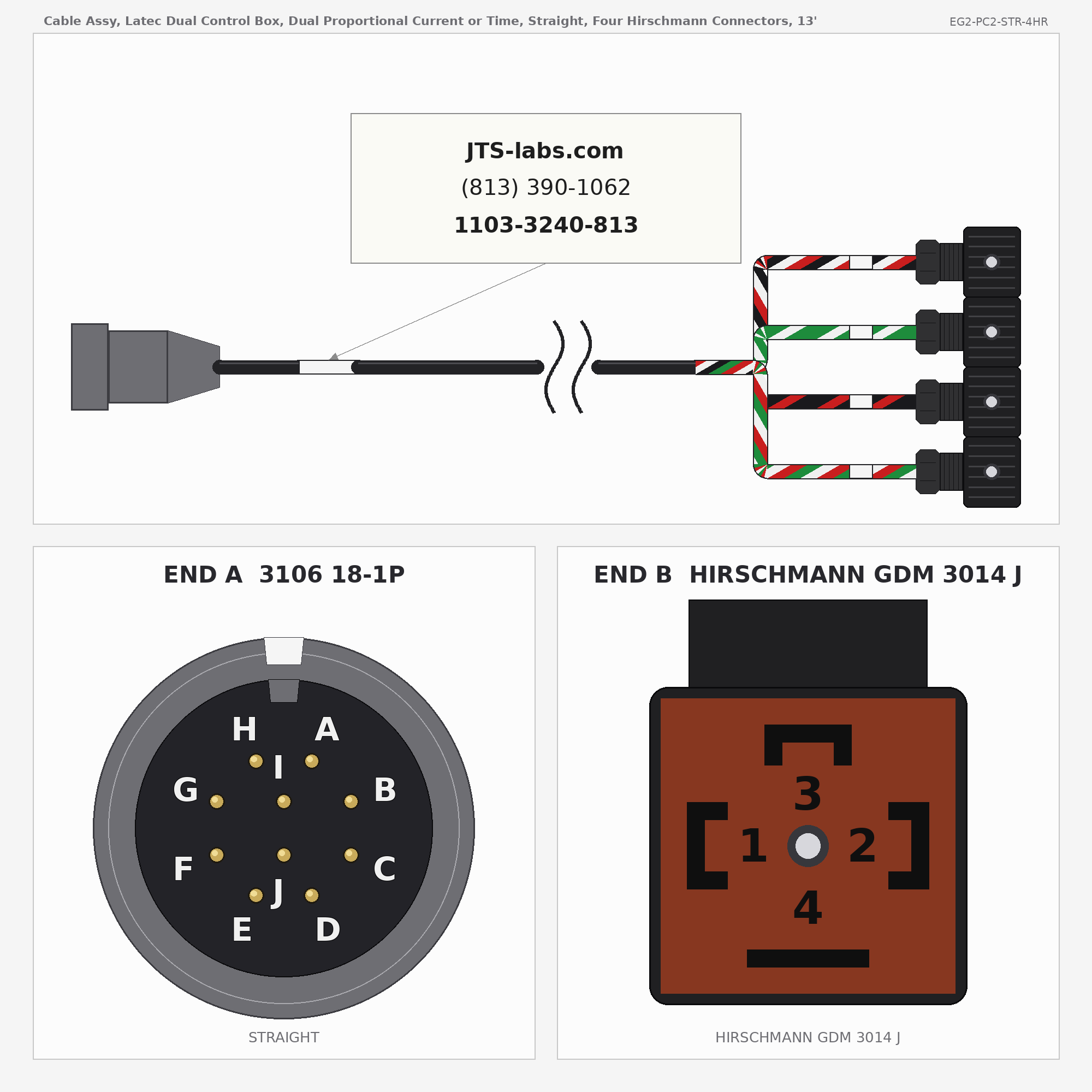 Line drawing of EG2-PC2-STR-4HR cable assembly