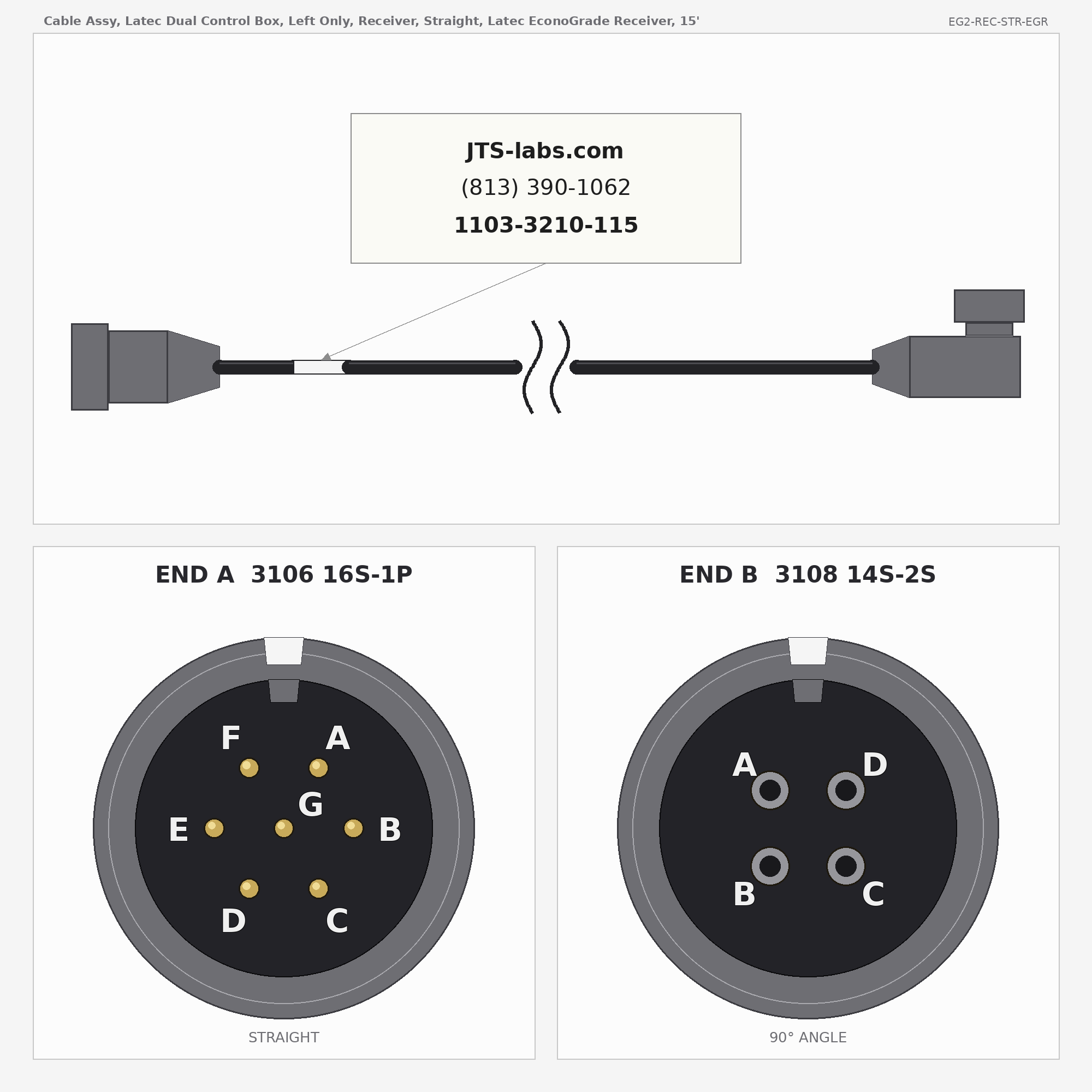 Line drawing of EG2-REC-STR-EGR cable assembly