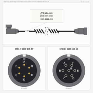 Cable Assy, Apache Single Control Box, Receiver, Coiled, LR Series or Bullseye Receiver, 15'
