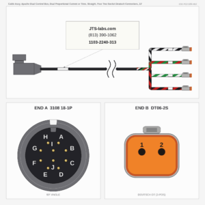 Cable Assy, Apache Dual Control Box, Dual Proportional Current or Time, Straight, Four Two Socket Deutsch Connectors, 13'