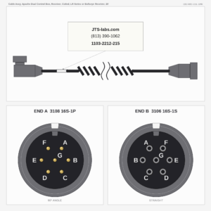 Cable Assy, Apache Dual Control Box, Receiver, Coiled, LR Series or Bullseye Receiver, 15'