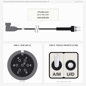 Cable Assy, Apache Dual Control Box, Remote, Straight, Up & Down Switchs Plus Auto & Manual , 03'