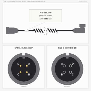 Cable Assy, Latec Single Control Box, Receiver, Coiled, Latec EconoGrade Receiver, 15'