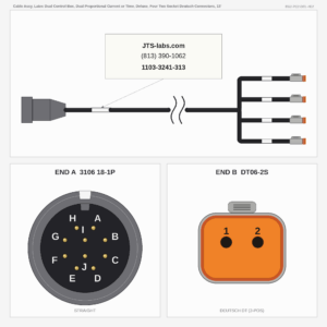 Cable Assy, Latec Dual Control Box, Dual Proportional Current or Time, Deluxe, Four Two Socket Deutsch Connectors, 13'
