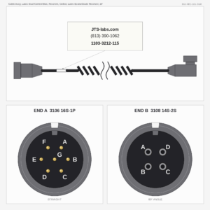 Cable Assy, Latec Dual Control Box, Receiver, Coiled, Latec EconoGrade Receiver, 15'