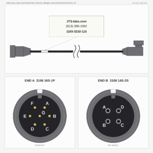 Cable Assy, Latec Dual Control Box, Receiver, Straight, Latec EconoGrade Receiver, 15'
