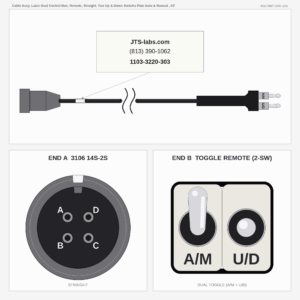 Cable Assy, Latec Dual Control Box, Remote, Straight, Two Up & Down Switchs Plus Auto & Manual , 03'
