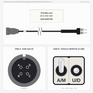 Cable Assy, Latec Dual Control Box, Remote, Straight, Up & Down Switchs Plus Auto & Manual , 03'