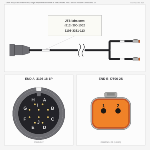 Cable Assy, Latec Control Box, Single Proportional Current or Time, Deluxe, Two 2 Socket Deutsch Connectors, 13'