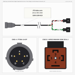 Cable Assy, LAI Auto Panel, Single Proportional Current or Time, Straight, Two Hirschmann Connectors, 13'