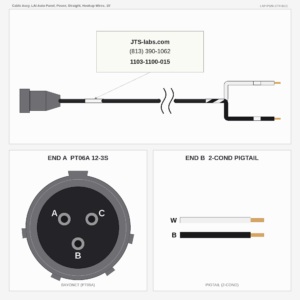 Cable Assy, LAI Auto Panel, Power, Straight, Hookup Wires, 15'