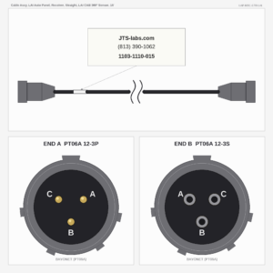 Cable Assy, LAI Auto Panel, Receiver, Straight, LAI CAB 360° Sensor, 15'
