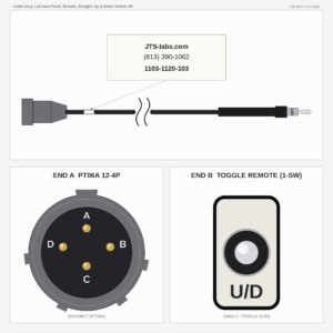 Cable Assy, LAI Auto Panel, Remote, Straight, Up & Down Switch, 03'