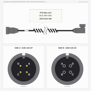 Cable Assy, Latec Single Control Box, Receiver, Coiled, Latec EconoGrade Receiver, 04'